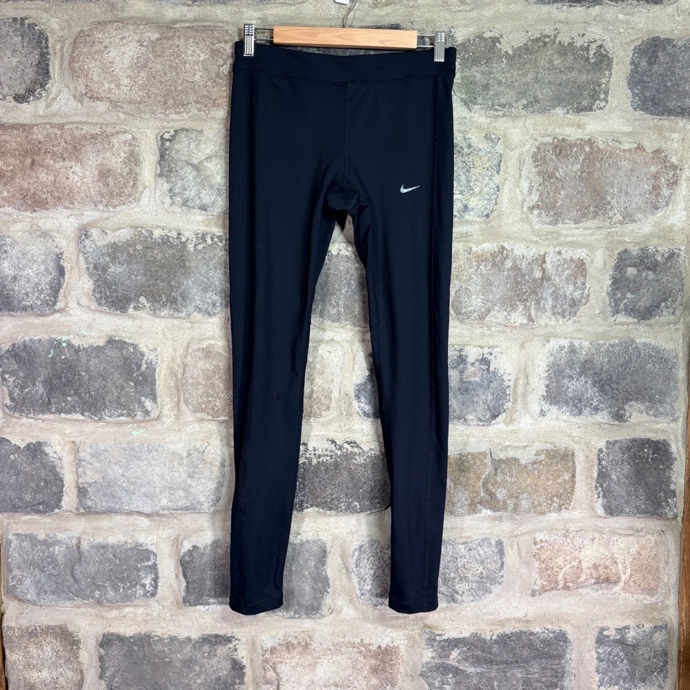 Nike Running Dri-FIT Black Leggings Zippered Cuffs 645606-010 Womens Medium